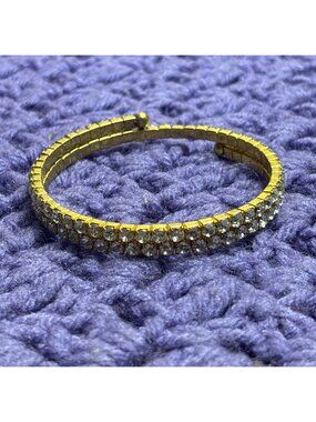 Clear Rhinestone Goldtone Memory Wire Bracelet
